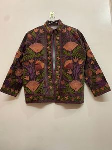 Hand Embroidered Suzani Boho Velvet <b>Winter</b> Jacket Designer Ethnic Womens Coat Artisan Handmade Jacket - Product Image 2