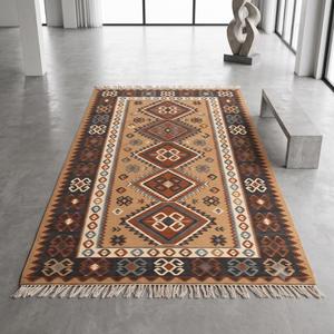 Tapis moderne en laine bouclée tissé à la main - Couleur unie, antidérapant, avec support en toile de coton - Poils moyens, pour usage domestique et commercial - Product Image 1