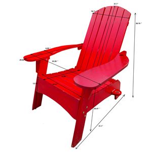 Sedia Adirondack rossa con portaombrelli per esterni o interni mobili in legno - Product Image 6