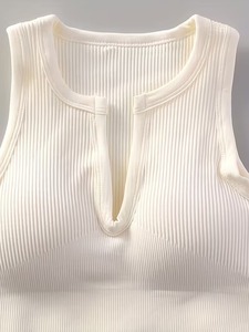 Womens V Cutout Racerback Sports <b>Bra</b> <b>Stretch</b> Compression Fitness Bralette Circular Knit Gym Singlet Everyday Athleisure Tank - Product Image 3