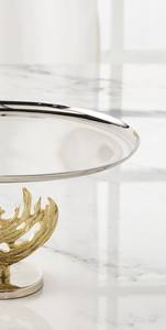 Support à gâteau moderne en métal argenté avec base abstraite en corail doré, plateau de service rond de luxe pour centre de table de mariage - Product Image 4