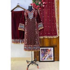 Conjunto superior e inferior de mujer de diseñador con Dupatta para ropa de fiesta - Product Image 2