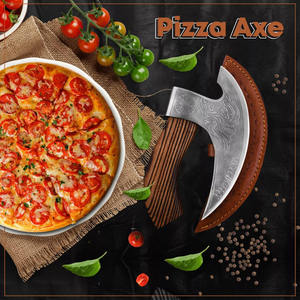 Cuchillo para pizza hecho a mano de inspiración medieval industrial, afilado, duradero, elegante, con funda de cuero y mango de madera. El mejor regalo. - Product Image 4