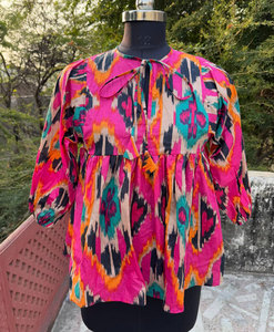 Tunique en coton imprimé pour femmes, col rond, mini-robe courte, décontractée, confortable, tenue d'été - Product Image 3