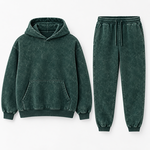 Ensemble de survêtement d'hiver pour homme personnalisé, coupe classique, style streetwear, à capuche, deux pièces, imprimé, respirant, 100% coton - Product Image 1