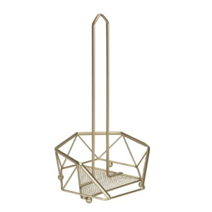 Vintage Style Gold Metal Paper Towel <b>Holder</b> Freestanding Geometric <b>Kitchen</b> Roll Stand <b>Tissue</b> Organizer For Home & Restaurant - Product Image 1