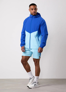 Men's Hooded Windbreaker <b>Jacket</b> Color Blocking Zipper Closure Sporty Style Polyester Material Spring Casual Wear - Product Image 5