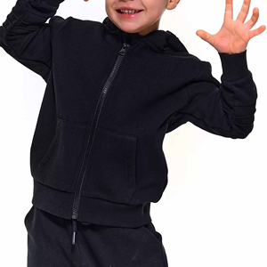 <b>Boys</b> <b>Black</b> Hooded <b>Tracksuit</b> Solid Color Full Sleeve Winter Cotton Pants Set with Side Pockets Acid Wash 2027 - Product Image 4