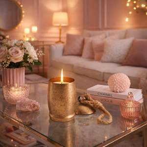 Elegante Portavelas Metálico con Tapa de Cuerda, Llama Suave de Una Sola Mecha, Realza la Decoración Chic de la Sala de Estar, Ideal para Regalo - Product Image 1