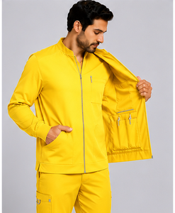 Blouse médicale en coton premium pour homme, fermeture éclair intégrale, manches longues, uniforme d'hôpital, coupe moderne, tenue de travail pour médecins et infirmiers, directement de l'usine - Product Image 6