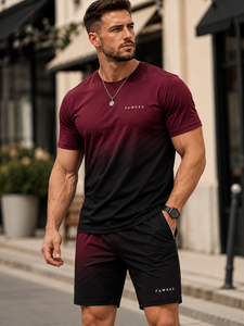 Fawkes Men's T-Shirt Shorts <b>Set</b> Quick Dry Knitted Fleece 100% Cotton Breathable Summer Casual Wear <b>Cheap</b> Price Best Selling - Product Image 3