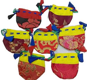 Silk Traditional Jewelry Oval Engraved Florals Packing <b>Pouch</b> - Product Image 1