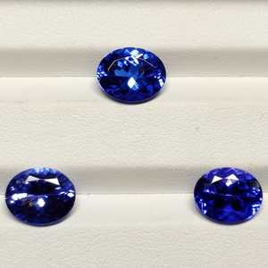 Juego de 3 piezas de tanzanita natural certificada, corte ovalado, con excelente calidad de color, zoisita natural, 8.75 ct, limpieza Loupe, GEMFORTE INC - Product Image 3