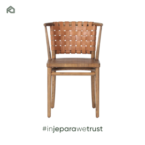 Chaise de salle à manger en teck naturel avec coussin en lin, design minimaliste, portable - Alvin - Product Image 4