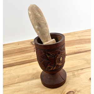 Mortero y Pilón de Madera Maciza, Herramienta de Cocina Manual Ecológica para Moler Hierbas y Especias, Molinillo de Especias Tradicional 116 - Product Image 4
