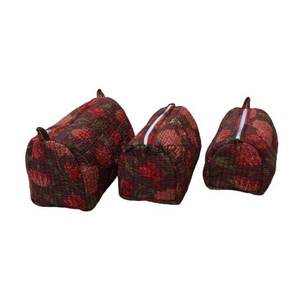 Sac de voyage matelassé en coton, grand format, résistant à l'eau, imprimé floral, avec fermeture éclair à pompon, design personnalisé, écologique, pour toilette, beauté et maquillage - Product Image 2