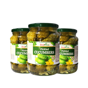 GLOBAL STANDARD Vietnam High Quality Low Price ECOVITA Gherkins/Cornichons/Baby <b>Pickled</b> Cucumber 720ml Mason <b>Jar</b> - Product Image 1