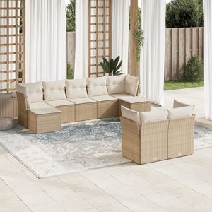 Conjunto de Sofás de Jardín de Ratán PE Beige Resistente a los Rayos UV, Muebles de Exterior con Materiales Duraderos - Product Image 1
