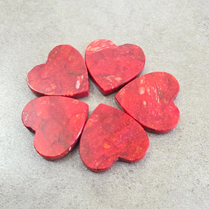Coral Rojo Natural en Forma de Corazón, Cabujón con Base Plana, Gema Calibrada, Certificada por Terceros, Origen Rajasthan, para Joyería - Product Image 1