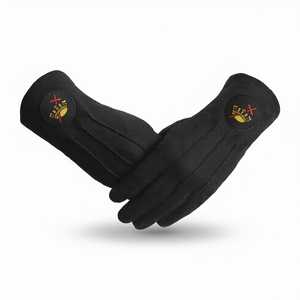 Gants en coton noir longueur poignet, motif emblème maçonnique imprimé par transfert thermique, style uni, pour l'hiver, usage quotidien - Product Image 1