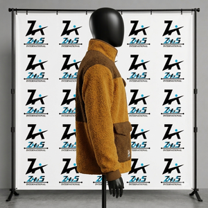 Men's <b>Fleece</b> <b>Jacket</b> Color Blocking Stand Collar Zipper Closure Thick Sherpa <b>Lining</b> Winter Casual Outerwear Sherpa <b>Jacket</b> - Product Image 3