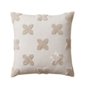 Nouvelle arrivée, housse de coussin carrée de style nordique avec motif papillon brodé en beige, 100% coton, décoration de salon - Product Image 1