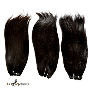 วิกต่อผมมนุษย์แบบไม่ผ่านกระบวนการผมชาวอินเดียสีดำเป็นลอนทรงหลวมมัดตรง - Product Image 3