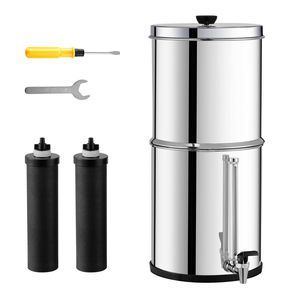 Sistema di filtraggio dell'acqua da banco in acciaio inossidabile 304 da 2,25G, alimentato a gravità, manuale, per camper, riduce il piombo del 9% - Product Image 1