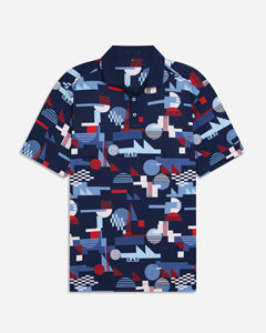 Chemise décontractée pour homme à manches courtes, motif cachemire blanc et noir, en tricot Spandex/Polyester, infroissable, avec poche et logo frontal - Product Image 1
