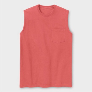 Débardeur en coton rouge sans manches pour homme, col rond, coupe classique, décontracté, couleur unie, jersey tricoté, teint uni - Product Image 2