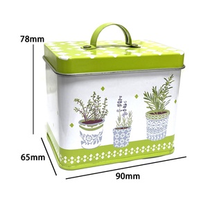 Caja Metálica Rectangular Personalizada con Impresión de Plantas, 90x65x78mm, con Asa, para Guardar Té, Galletas, Dulces y Regalos - Product Image 3