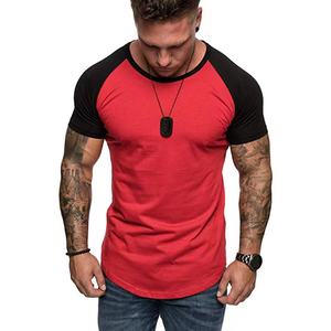 Wholesale Gym Clothes <b>Men</b> Two Color Patchwork Raglan Sleeves Training Top Workout t <b>Shirt</b> Custom logo Sport Tshirt for <b>Men</b> - Product Image 4