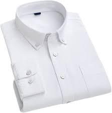 Chemise Oxford blanche unie pour homme, manches longues, col rabattu, formelle, décontractée, pour le bureau, 100% coton, anti-rétrécissement - Product Image 2