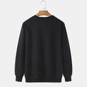 Men's Winter Solid Pattern 100% Cotton Fleece Crew Neck Pullover Sweatshirt Front Logo Lined Design Breathable Quick Dry - Product Image 5