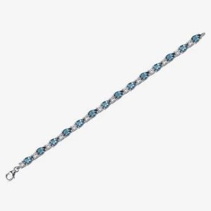 สร้อยข้อมือเทนนิสทรงหยดน้ำลอนดอนบลูโทแพซ เงินสเตอร์ลิง รูปทรงลูกแพร์ 13 กะรัต หรูหราสง่างาม พร้อมใบรับรองอัญมณี สำหรับงานแต่งงาน - Product Image 4