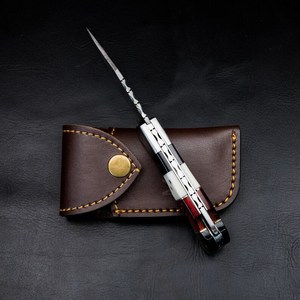 Factory Direct Wholesale Damascus Steel Drop Point Hunting <b>Knife</b> With Wooden <b>Handle</b> Foldable Pocket <b>Knife</b> OEM Customizable - Product Image 3