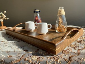 Premium Wooden Serving Tray Glossy Finish Elegant Rectangular Platter Durable <b>Kitchen</b> Tea Coffee Serving Tray Stylish Home <b>Decor</b> - Product Image 4