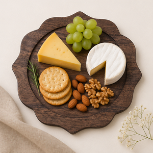 Handcrafted Acacia Wood Charger <b>Plate</b> with Scalloped Rim Rustic Farmhouse <b>Decorative</b> Service <b>Plates</b> for Events Restaurants - Product Image 6