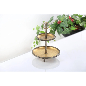 Support à gâteau en métal à 2 niveaux, plaqué or, forme ronde, pour mariage, anniversaires, décoration de table, lot de 3 - Product Image 2