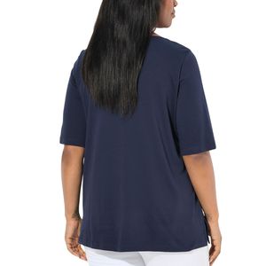 Camiseta de Algodón Extra Grande para Mujer, Cuello Redondo, Transpirable, Informal, Fabricante de Ropa OEM ODM, Venta al Por Mayor Personalizada - Product Image 3