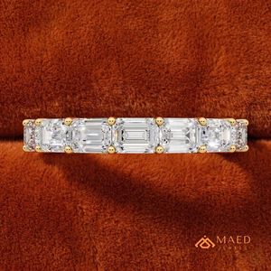 Anillo de Diamantes Moissanite con Corte Esmeralda Chapado en Oro de 18K, Anillo de Eternidad para Boda, Joyería Fina para Mujer, EE. UU. - Product Image 5