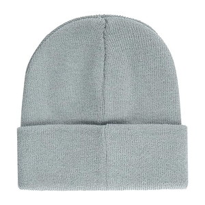 Bonnet en tricot gris personnalisé avec logo brodé, unisexe, pour adulte, chapeau d'hiver, couleur unie, design côtelé, bonnet chaud en acrylique - Product Image 3