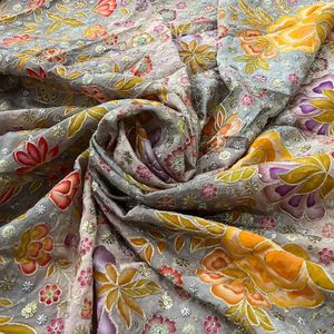 Premium position print with embroidery fabric is a modern textile designed for stylish fashion and <b>garment</b> collections This fabr - Product Image 1