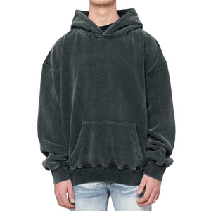 เสื้อฮู้ดดี้ลักซ์ชัวรี่แบบฟอกสี 430 GSM ผ้าฝ้ายหนาน้ำหนักมาก ทรงโอเวอร์ไซส์ สไตล์วินเทจ สตรีทแวร์ รับสกรีนโลโก้ เสื้อสเวตเชิ้ตสำหรับผู้ชาย คุณภาพพรีเมียม - Product Image 3