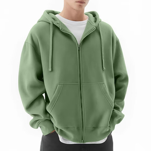 Sudadera con capucha de forro polar premium para hombre, talla grande, con cremallera completa, gruesa, cálida, estilo urbano - Product Image 1