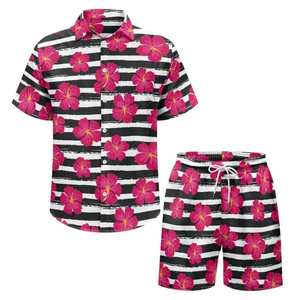 Conjunto de Playa para Hombre, Camisa Ligera y Pantalones Cortos a Juego, Atuendo Informal para Vacaciones, Ropa de Playa Premium - Product Image 1