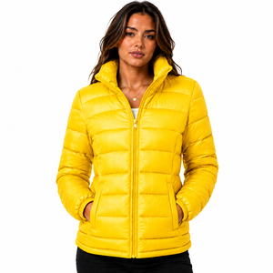 BROTHERS BOND INDUSTRY Veste matelassée légère et respirante pour femme, marron, col montant, fermeture éclair, manches longues, hiver - Product Image 3