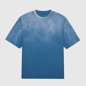 T-shirt en coton épais surdimensionné rétro personnalisé haut de gamme, coupe épaules tombantes, délavé à l'acide, effet soleil éclairé, unisexe - Product Image 5