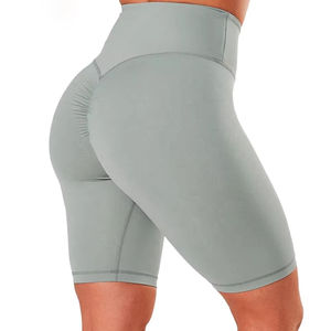 Shorts de sport pour femmes de haute qualité, personnalisés, respirants, à séchage rapide, taille haute, pour le yoga et le cyclisme, élastiques, avec ceinture unie, vente en gros - Product Image 5