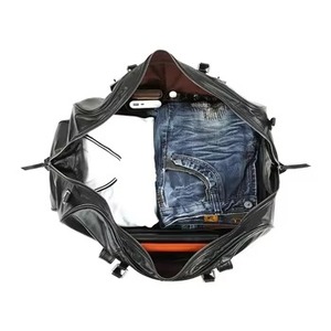 Bolsa de Viaje Deportiva Unisex de Cuero Genuino, Bolsa de Lona Grande de Cuero Crazy Horse, Duradera, de Cuero Real, con Cierre de Cremallera - Product Image 3